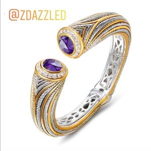 Purple Crystal Open Bangle Bracelet New